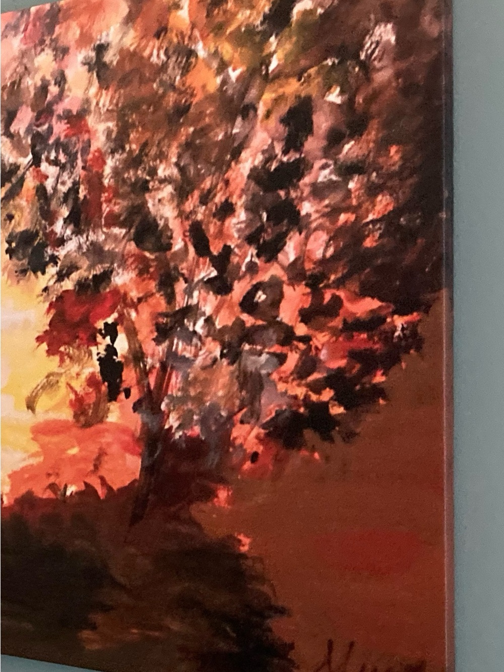 Abstract Autumn Tree Canvas Wall Art - Multicolor